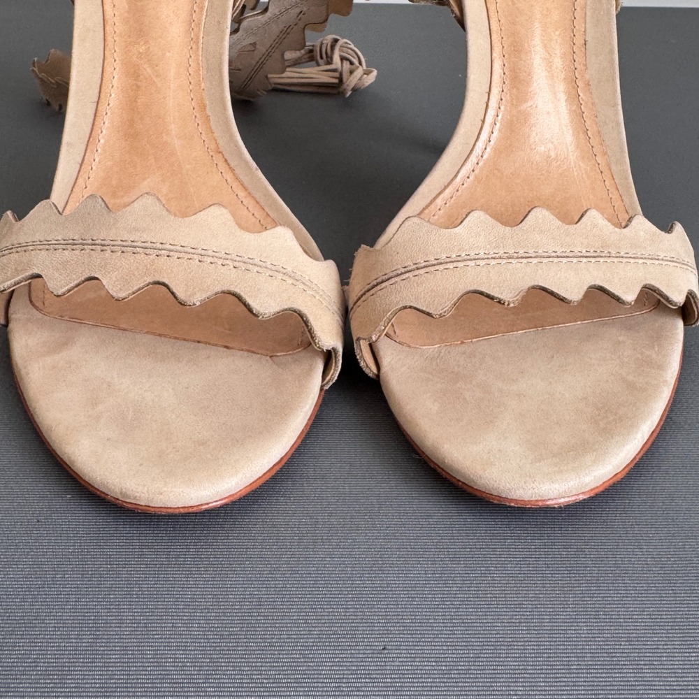 Schutz Lisana Amber Light Nubuck Scalloped Lace Up Tassel Stiletto Heels 9B - Picture 8 of 10